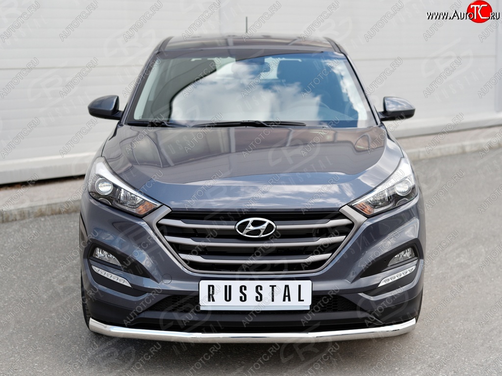 17 749 р. Защита переднего бампера (Ø63 мм, нержавейка) SLITKOFF Hyundai Tucson TL дорестайлинг (2015-2018)  с доставкой в г. Таганрог