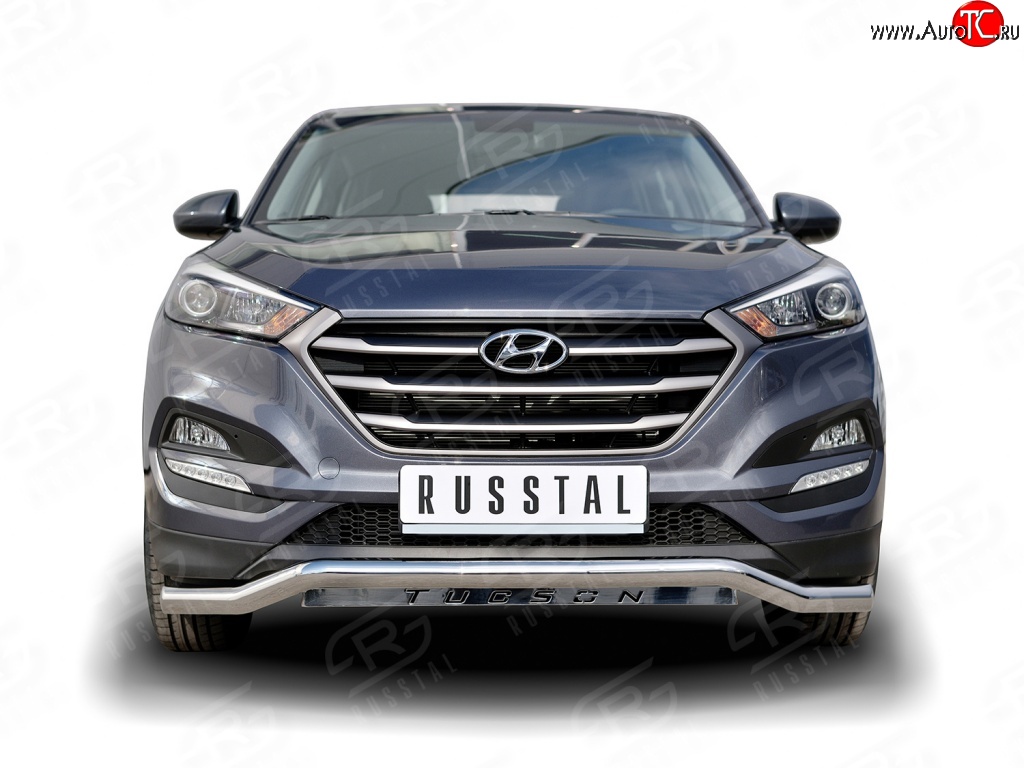 20 549 р. Защита переднего бампера (Ø63 мм волна, нержавейка) SLITKOFF  Hyundai Tucson  TL (2015-2018) дорестайлинг  с доставкой в г. Таганрог