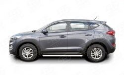 15 799 р. Защита порогов из круглой трубы диаметром 63 мм Russtal Hyundai Tucson TL дорестайлинг (2015-2018)  с доставкой в г. Таганрог. Увеличить фотографию 2