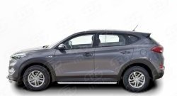 20 749 р. Широкая защита порогов Russtal Hyundai Tucson TL дорестайлинг (2015-2018) (Защита порогов с со скосами на торцах (вариант 1))  с доставкой в г. Таганрог. Увеличить фотографию 2