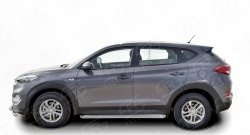 20 749 р. Широкая защита порогов Russtal Hyundai Tucson TL дорестайлинг (2015-2018) (Защита порогов с со скосами на торцах (вариант 1))  с доставкой в г. Таганрог. Увеличить фотографию 3