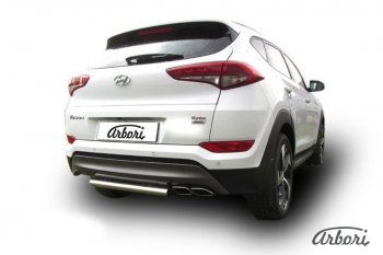 Защита штатных порогов Arbori (нержавейка, d57 mm). Hyundai Tucson TL дорестайлинг (2015-2018)