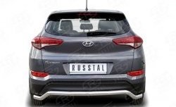 15 999 р. Защита заднего бампера (Ø63 мм волна, нержавейка) SLITKOFF  Hyundai Tucson  TL (2015-2018) дорестайлинг  с доставкой в г. Таганрог. Увеличить фотографию 1