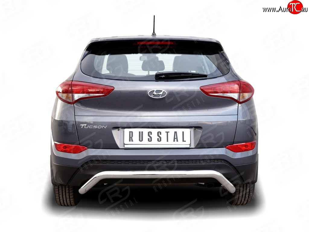 15 349 р. Защита заднего бампера (Ø63 мм волна короткая, нержавейка) SLITKOFF  Hyundai Tucson  TL (2015-2018) дорестайлинг  с доставкой в г. Таганрог