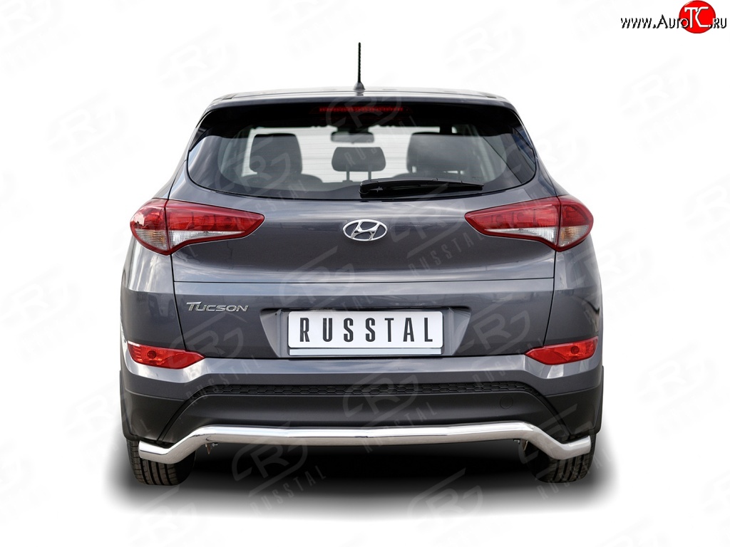 15 999 р. Защита заднего бампера (Ø63 мм волна, нержавейка) SLITKOFF  Hyundai Tucson  TL (2015-2018) дорестайлинг  с доставкой в г. Таганрог