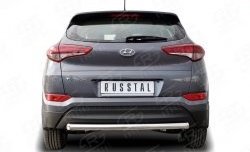 13 899 р. Защита заднего бампера (Ø63 мм короткая, нержавейка) SLITKOFF  Hyundai Tucson  TL (2015-2018) дорестайлинг  с доставкой в г. Таганрог. Увеличить фотографию 1