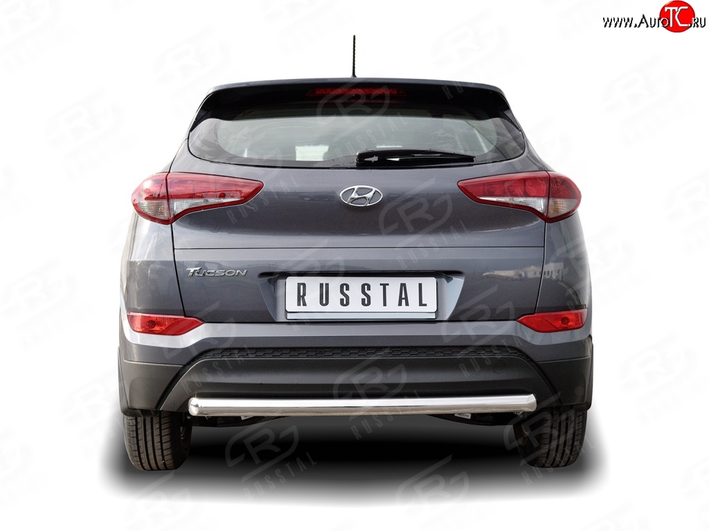 13 899 р. Защита заднего бампера (Ø63 мм короткая, нержавейка) SLITKOFF  Hyundai Tucson  TL (2015-2018) дорестайлинг  с доставкой в г. Таганрог