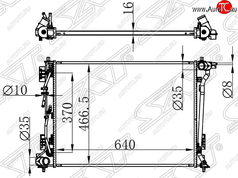 10 349 р. Радиатор двигателя (пластинчатый, 2.0/2.4G, МКПП/АКПП) SAT Hyundai Tucson TL дорестайлинг (2015-2018)  с доставкой в г. Таганрог