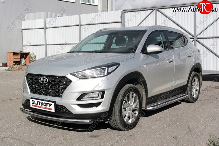 20 649 р. Защита порогов d57 Slitkoff (с листом) Hyundai Tucson TL рестайлинг (2018-2021)  с доставкой в г. Таганрог