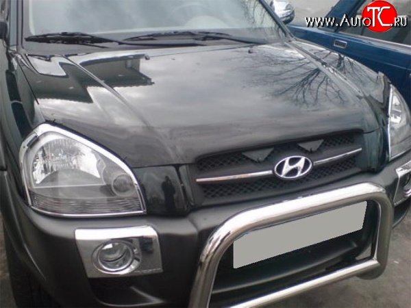 2 204 р. Дефлектор капота NovLine (рестайлинг) Hyundai Tucson JM (2004-2010)  с доставкой в г. Таганрог