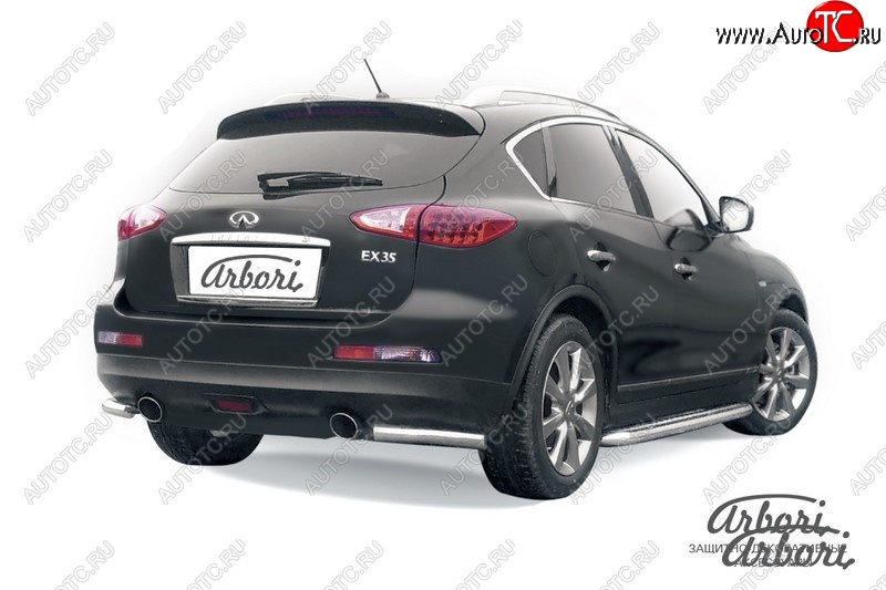 8 999 р. Защита заднего бампера Arbori (уголки, нержавейка, 1 труба d57 mm). INFINITI EX35 J50 (2007-2013)  с доставкой в г. Таганрог