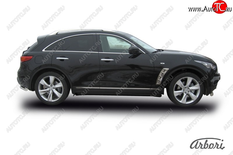 8 369 р. Защита штатных порогов Arbori (черная, d57 mm). INFINITI FX35 S51 дорестайлинг (2008-2011)  с доставкой в г. Таганрог