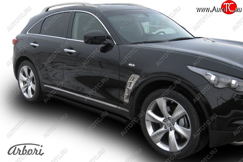 10 259 р. Защита штатных порогов Arbori (черная, d76 mm). INFINITI FX35 S51 дорестайлинг (2008-2011)  с доставкой в г. Таганрог