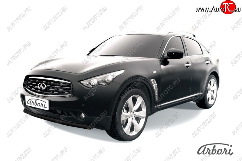 11 159 р. Защита переднего бампера Arbori (черная, 1 труба d76 mm). INFINITI FX35 S51 дорестайлинг (2008-2011)  с доставкой в г. Таганрог