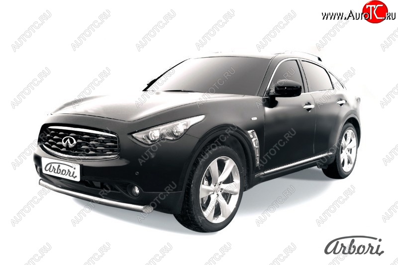 4 999 р. Защита переднего бампера Arbori (нержавейка, 1 труба d76 mm). INFINITI FX35 S51 дорестайлинг (2008-2011)  с доставкой в г. Таганрог