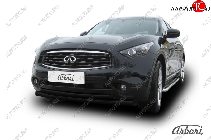 13 859 р. Защита переднего бампера Arbori (черная, 2 трубы d76 и 57 mm) INFINITI FX35 S51 дорестайлинг (2008-2011)  с доставкой в г. Таганрог