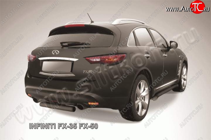 8 449 р. Защита заднего бампера из трубы d76 Slitkoff (короткая) INFINITI FX35 S51 дорестайлинг (2008-2011) (Цвет: серебристый)  с доставкой в г. Таганрог