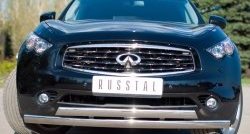 27 649 р. Защита переднего бампера (2 трубыØ75х42 мм, нержавейка) Russtal INFINITI FX37 S51 рестайлинг (2011-2013)  с доставкой в г. Таганрог. Увеличить фотографию 2