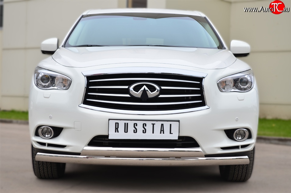 24 999 р. Защита переднего бампера (2 трубыØ75х42 мм, нержавейка) Russtal INFINITI JX35 (2012-2014)  с доставкой в г. Таганрог