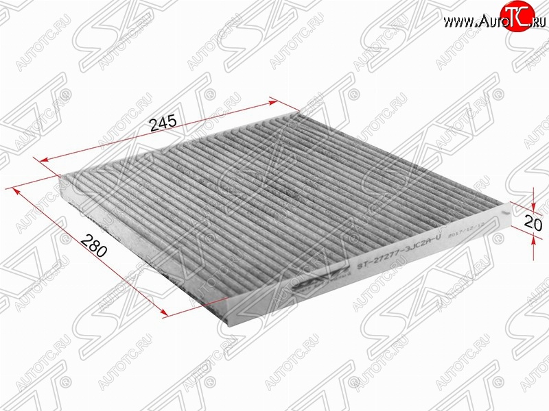 299 р. Фильтр салонный SAT (угольный, 280х245х20 mm)  INFINITI JX35 (2012-2014), Nissan Altima  седан (2012-2015), Nissan Murano  3 Z52 (2015-2024), Nissan Pathfinder  R52 (2012-2017), Nissan Teana  3 L33 (2014-2020)  с доставкой в г. Таганрог