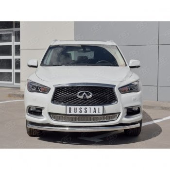 4 849 р. Решетка радиатора Russtal лист (нерж) INFINITI QX60 L50 рестайлинг (2016-2021) (Неокрашенная)  с доставкой в г. Таганрог. Увеличить фотографию 3