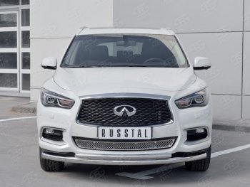 22 899 р. Защита переднего бампера (2 трубыØ63 и 42 мм, нержавейка) SLITKOFF  INFINITI QX60  L50 (2016-2021) рестайлинг  с доставкой в г. Таганрог. Увеличить фотографию 2