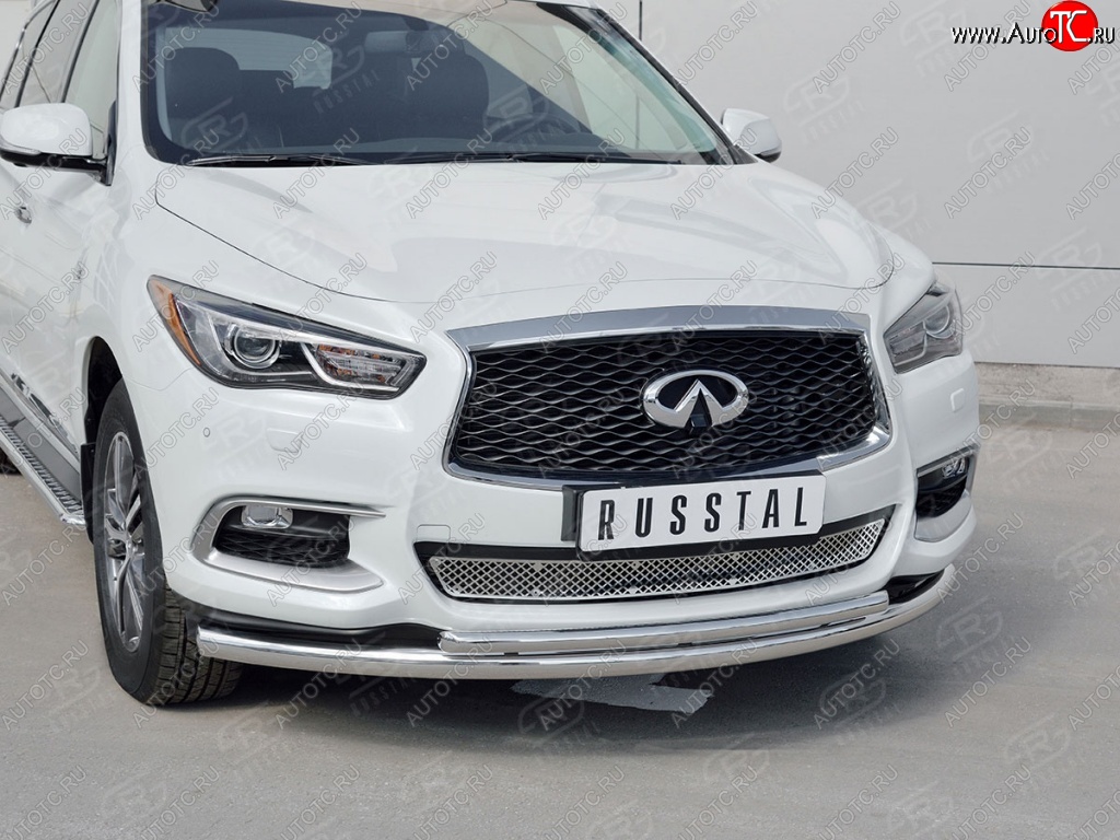 22 899 р. Защита переднего бампера (2 трубыØ63 и 42 мм, нержавейка) SLITKOFF  INFINITI QX60  L50 (2016-2021) рестайлинг  с доставкой в г. Таганрог