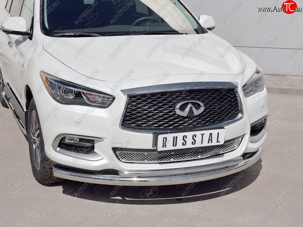 23 649 р. Защита заднего бампера (Ø76 и 42 мм, нержавейка) SLITKOFF INFINITI QX60 L50 рестайлинг (2016-2021)  с доставкой в г. Таганрог