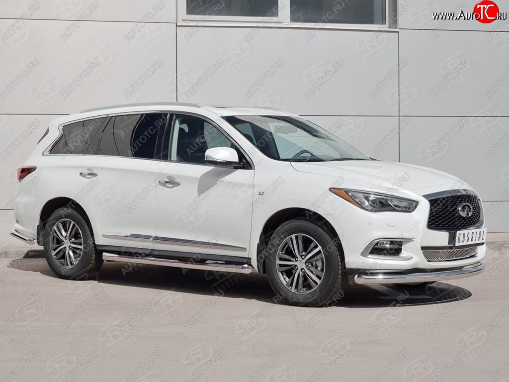 20 399 р. Защита переднего бампера (Ø76 мм, нержавейка) SLITKOFF INFINITI QX60 L50 рестайлинг (2016-2021)  с доставкой в г. Таганрог