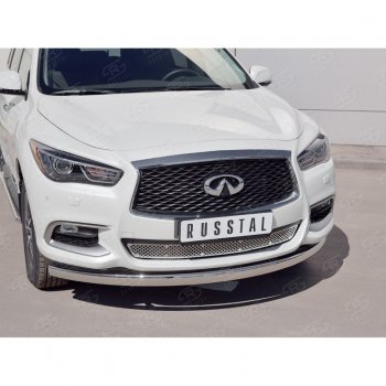 17 749 р. Защита переднего бампера (Ø75х42 мм, нержавейка) Russtal INFINITI QX60 L50 рестайлинг (2016-2021)  с доставкой в г. Таганрог. Увеличить фотографию 2