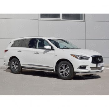 17 749 р. Защита переднего бампера (Ø75х42 мм, нержавейка) Russtal INFINITI QX60 L50 рестайлинг (2016-2021)  с доставкой в г. Таганрог. Увеличить фотографию 3