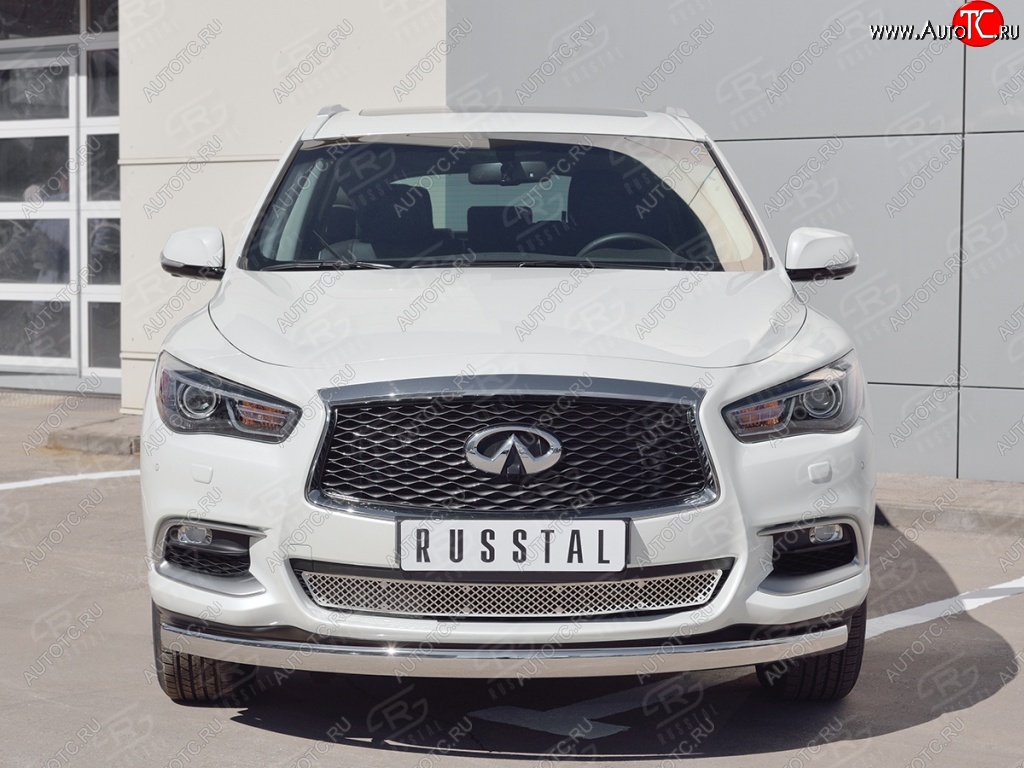 17 749 р. Защита переднего бампера (Ø75х42 мм, нержавейка) Russtal INFINITI QX60 L50 рестайлинг (2016-2021)  с доставкой в г. Таганрог