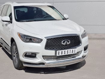 22 949 р. Защита переднего бампера (2 трубыØ63 и 75х42 мм, нержавейка) Russtal INFINITI QX60 L50 рестайлинг (2016-2021)  с доставкой в г. Таганрог. Увеличить фотографию 2