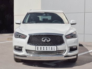 22 949 р. Защита переднего бампера (2 трубыØ63 и 75х42 мм, нержавейка) Russtal INFINITI QX60 L50 рестайлинг (2016-2021)  с доставкой в г. Таганрог. Увеличить фотографию 3