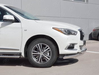 27 999 р. Защита переднего бампера (2 трубыØ75х42 мм, нержавейка) Russtal INFINITI QX60 L50 рестайлинг (2016-2021)  с доставкой в г. Таганрог. Увеличить фотографию 3