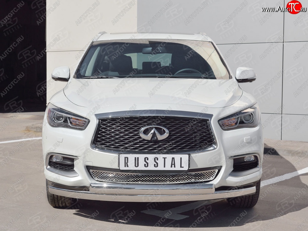 27 999 р. Защита переднего бампера (2 трубыØ75х42 мм, нержавейка) Russtal INFINITI QX60 L50 рестайлинг (2016-2021)  с доставкой в г. Таганрог