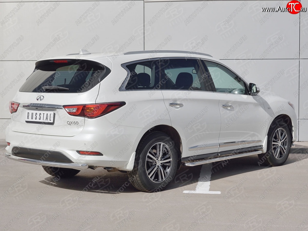 17 649 р. Одинарная защита заднего бампера из трубы d63 мм SLITKOFF  INFINITI QX60  L50 (2016-2021) рестайлинг  с доставкой в г. Таганрог