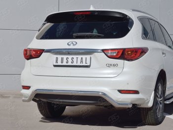 18 699 р. Защита заднего бампера (Ø63 мм волна, нержавейка) SLITKOFF  INFINITI QX60  L50 (2016-2021) рестайлинг  с доставкой в г. Таганрог. Увеличить фотографию 1