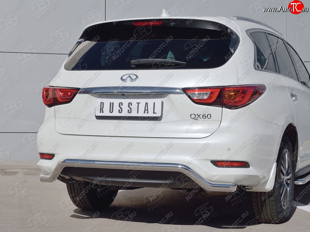 18 699 р. Защита заднего бампера (Ø63 мм волна, нержавейка) SLITKOFF  INFINITI QX60  L50 (2016-2021) рестайлинг  с доставкой в г. Таганрог