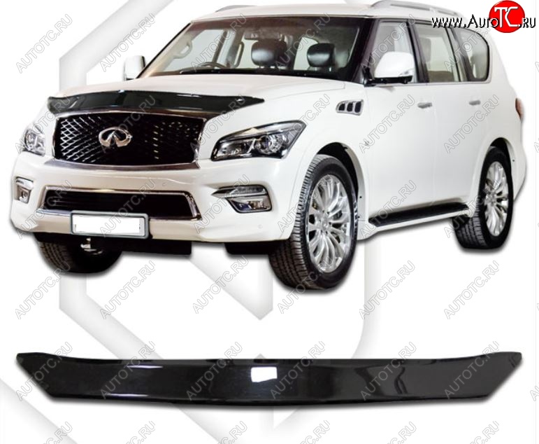 2 099 р. Дефлектор капота CA-Plastiс  INFINITI QX80  Z62 (2014-2018) 1-ый рестайлинг (Classic черный, Без надписи)  с доставкой в г. Таганрог