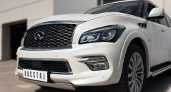 20 999 р. Защита переднего бампера (Ø75х42 мм, нержавейка) Russtal INFINITI QX80 Z62 1-ый рестайлинг (2014-2018)  с доставкой в г. Таганрог. Увеличить фотографию 2