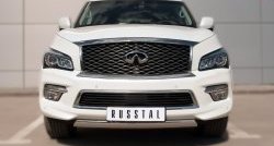 20 999 р. Защита переднего бампера (Ø75х42 мм, нержавейка) Russtal INFINITI QX80 Z62 1-ый рестайлинг (2014-2018)  с доставкой в г. Таганрог. Увеличить фотографию 1