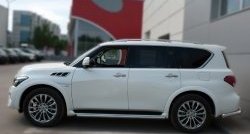 16 799 р. Защита порогов из круглой укороченной трубы диаметром 42 мм SLITKOFF INFINITI QX80 Z62 1-ый рестайлинг (2014-2018)  с доставкой в г. Таганрог. Увеличить фотографию 4