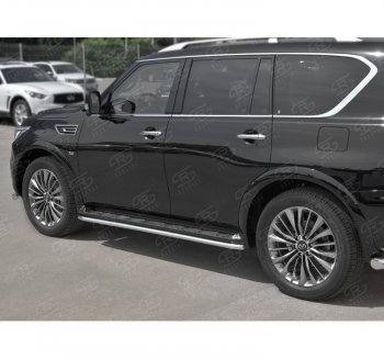 18 349 р. Защита порогов (Ø42 мм, нержавейка) SLITKOFF  INFINITI QX80  Z62 (2018-2024) 2-ой рестайлинг  с доставкой в г. Таганрог. Увеличить фотографию 2