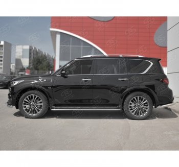 18 349 р. Защита порогов (Ø42 мм, нержавейка) SLITKOFF  INFINITI QX80  Z62 (2018-2024) 2-ой рестайлинг  с доставкой в г. Таганрог. Увеличить фотографию 3