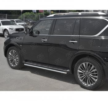 16 799 р. Защита порогов (Ø42 мм, нержавейка) SLITKOFF  INFINITI QX80  Z62 (2018-2024) 2-ой рестайлинг  с доставкой в г. Таганрог. Увеличить фотографию 2