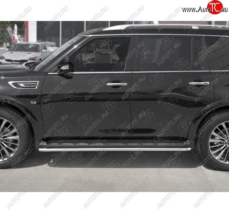 18 349 р. Защита порогов (Ø42 мм, нержавейка) SLITKOFF  INFINITI QX80  Z62 (2018-2024) 2-ой рестайлинг  с доставкой в г. Таганрог