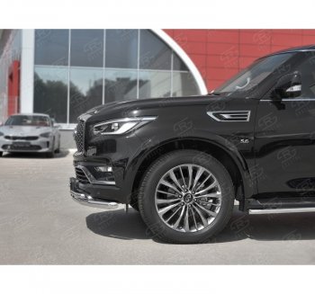 26 999 р. Защита переднего бампера (2 трубы Ø63 и 42 мм, нержавейка) SLITKOFF  INFINITI QX80  Z62 (2018-2024) 2-ой рестайлинг  с доставкой в г. Таганрог. Увеличить фотографию 2