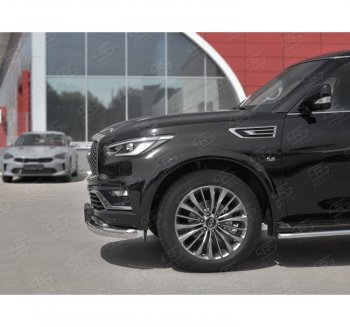 20 649 р. Защита переднего бампера (Ø76 мм, нержавейка) SLITKOFF  INFINITI QX80  Z62 (2018-2024) 2-ой рестайлинг  с доставкой в г. Таганрог. Увеличить фотографию 2