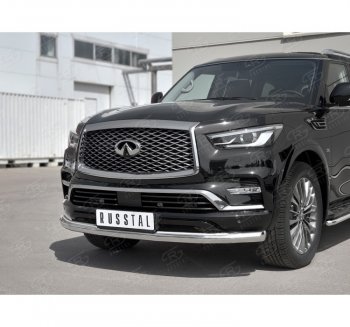 20 649 р. Защита переднего бампера (Ø76 мм, нержавейка) SLITKOFF  INFINITI QX80  Z62 (2018-2024) 2-ой рестайлинг  с доставкой в г. Таганрог. Увеличить фотографию 3